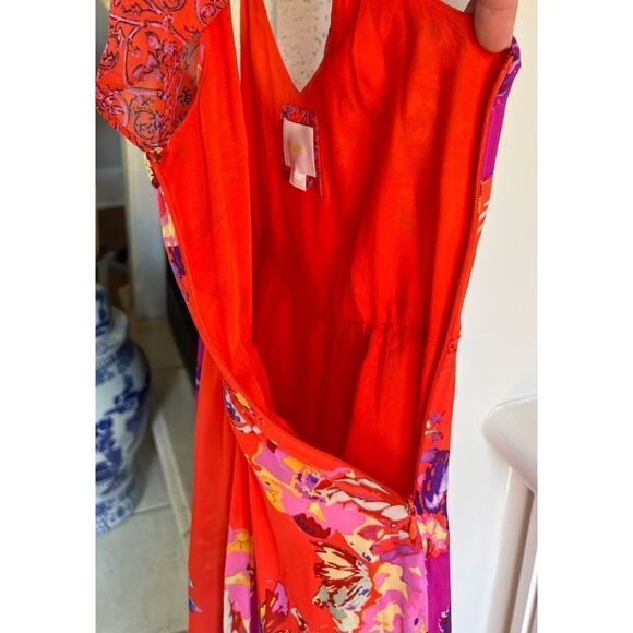 Anthropologie Maeve Grecia Ruffle Floral Silk Dress Size 2 - Picture 4 of 11